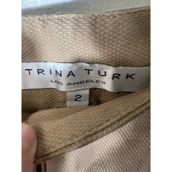 Womens Trina Turk Khaki Wide-Leg Tailor Pants Sz 2 - Picture 3 of 3